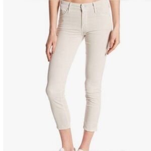MOTHER The Looker Crop Corduroy Jeans Cream Ivory Pants Skinny Ankle Size 27